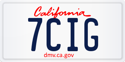 CA license plate 7CIG