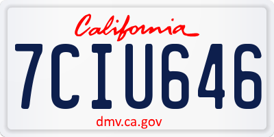 CA license plate 7CIU646