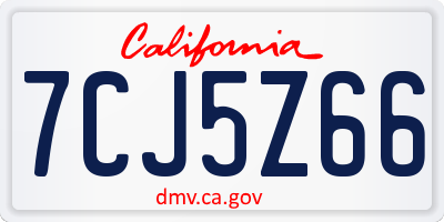 CA license plate 7CJ5Z66