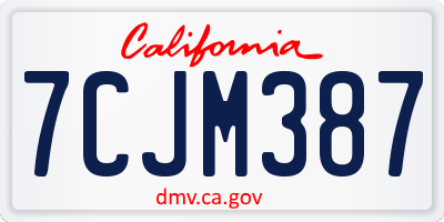 CA license plate 7CJM387
