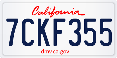 CA license plate 7CKF355