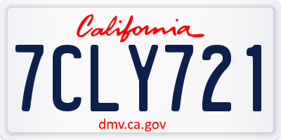 CA license plate 7CLY721