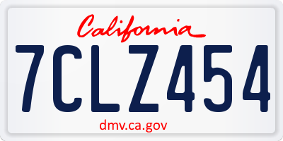 CA license plate 7CLZ454