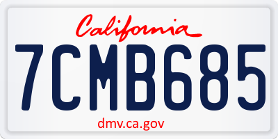 CA license plate 7CMB685