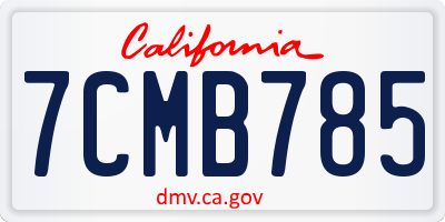 CA license plate 7CMB785