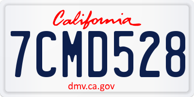CA license plate 7CMD528