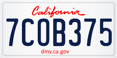 CA license plate 7COB375