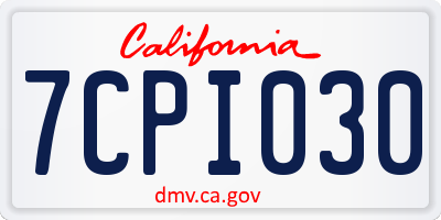 CA license plate 7CPI030