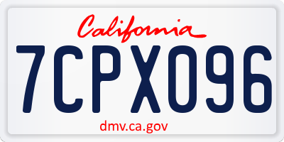 CA license plate 7CPX096