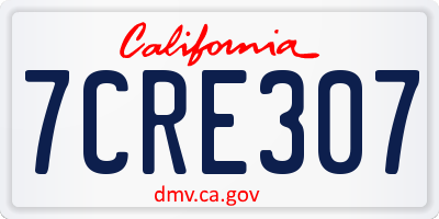 CA license plate 7CRE307