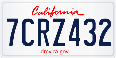 CA license plate 7CRZ432