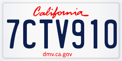 CA license plate 7CTV910