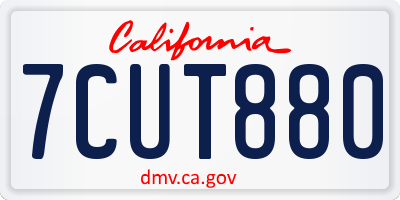 CA license plate 7CUT880