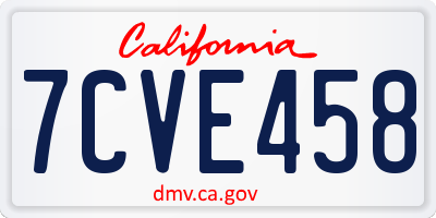 CA license plate 7CVE458