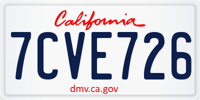 CA license plate 7CVE726