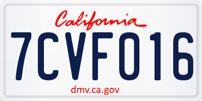 CA license plate 7CVF016