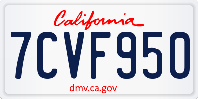 CA license plate 7CVF950
