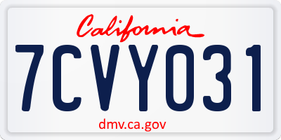 CA license plate 7CVY031