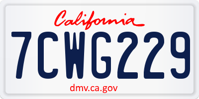CA license plate 7CWG229