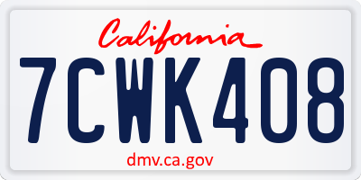 CA license plate 7CWK408