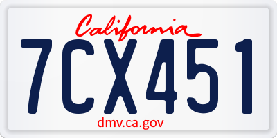 CA license plate 7CX451