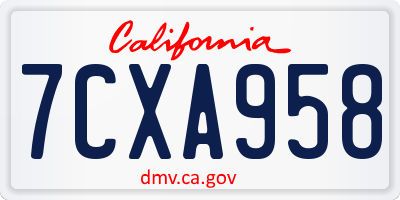 CA license plate 7CXA958