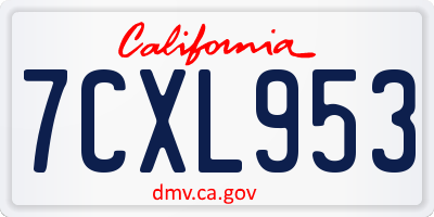 CA license plate 7CXL953
