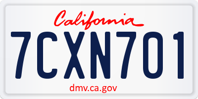 CA license plate 7CXN701