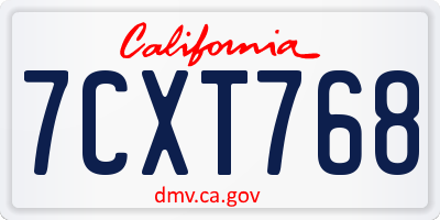 CA license plate 7CXT768