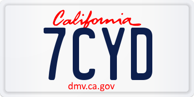 CA license plate 7CYD