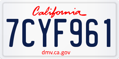 CA license plate 7CYF961