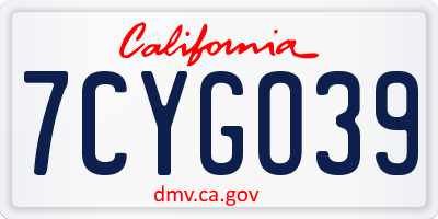 CA license plate 7CYGO39