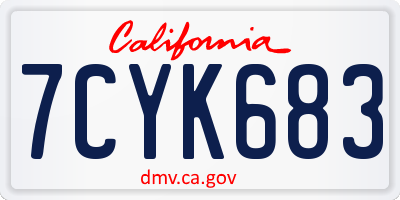 CA license plate 7CYK683