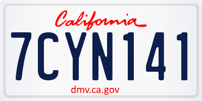 CA license plate 7CYN141