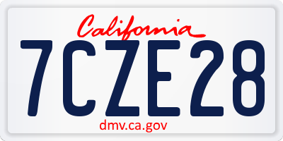 CA license plate 7CZE28