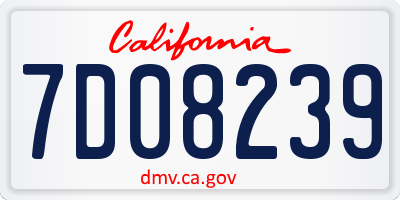 CA license plate 7D08239