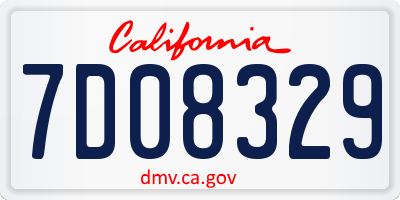 CA license plate 7D08329