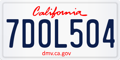 CA license plate 7D0L504