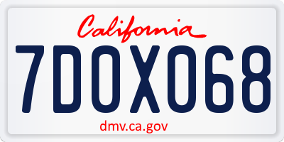 CA license plate 7D0X068