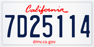 CA license plate 7D25114