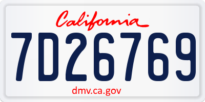 CA license plate 7D26769