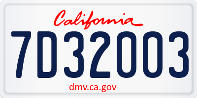 CA license plate 7D32003