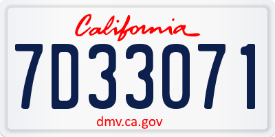 CA license plate 7D33071