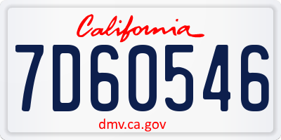 CA license plate 7D60546