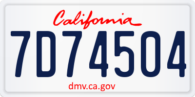 CA license plate 7D74504