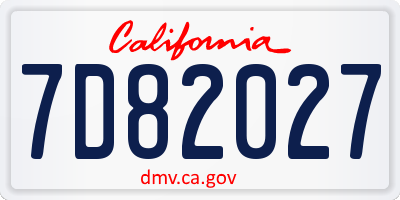 CA license plate 7D82027