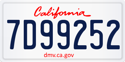 CA license plate 7D99252