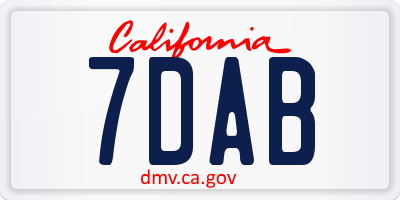 CA license plate 7DAB