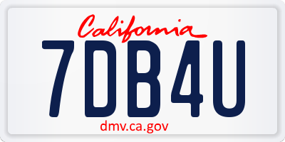 CA license plate 7DB4U