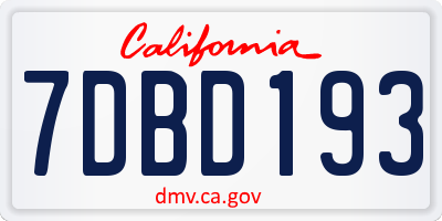 CA license plate 7DBD193